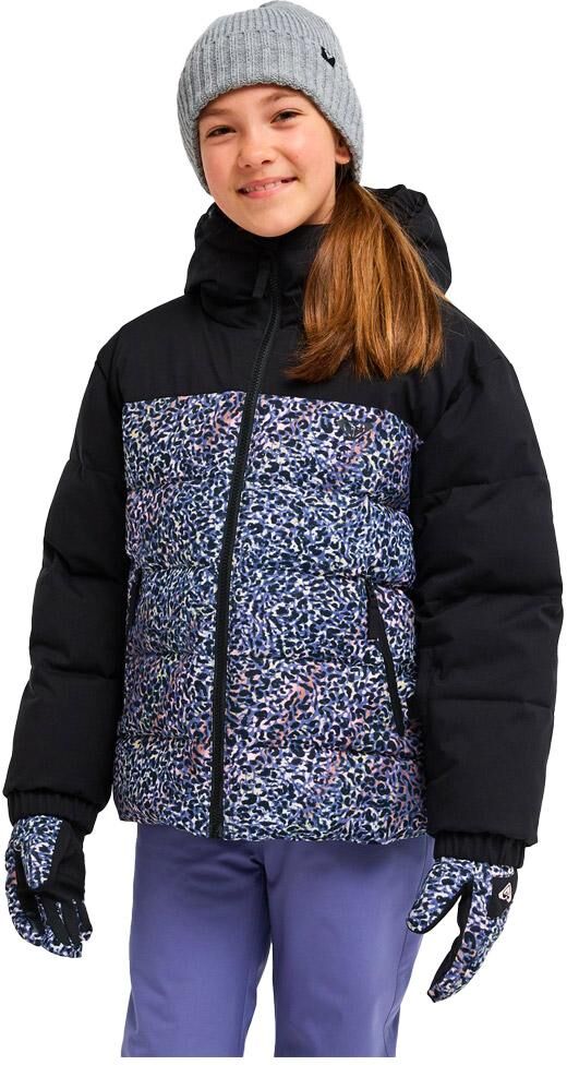 Roxy  - Snowyhill Printed Puffy Girl True Black Wildin Out Rg - 16 - Blouson Ski