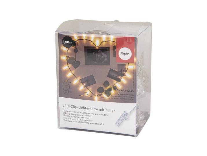 LED-Clip-Lichterkette, 390cm, 25 LED s mit Clip, PVC-Box 1Stück'