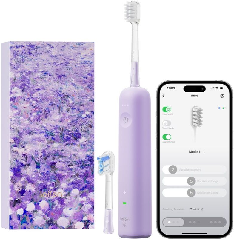 Laifen Wave Special brosse à dents électrique + 2 têtes de rechange Purple 1 pcs