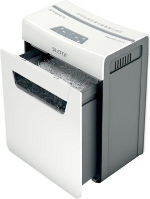 Leitz IQ 8X Protect Premium Aktenvernichter P4, Partikelschnitt 4 x 40 mm, 14 l, 8 Blatt Schnittleistung, Anti-Papierstau-Technologie, weiß