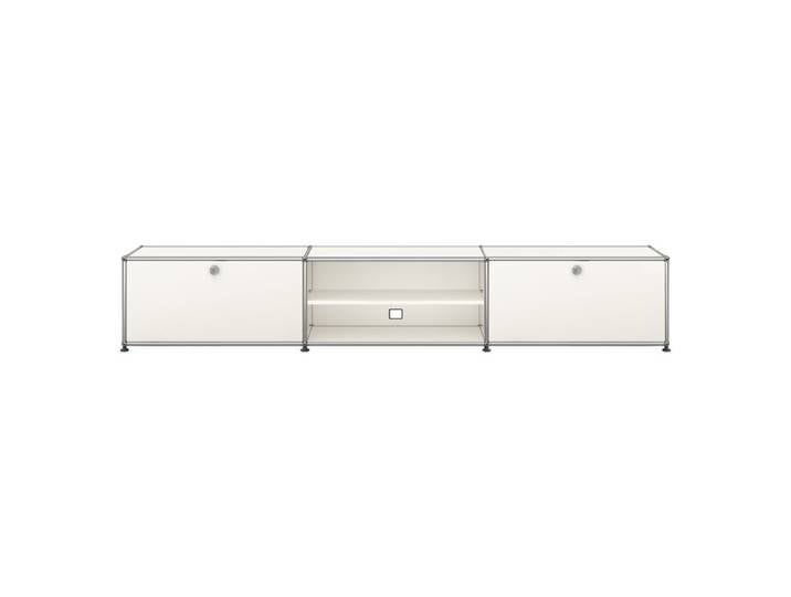 USM Haller TV-Schrank 3-fach breit Ausziehtür offen Klapptür weiß Ausziehtür/offen/Klapptür mit Schloss reinweiß 228x39x53 cm