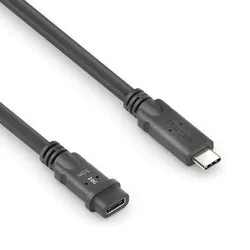 PureLink USB-C auf USB-C M/F Kabel - USB4 Gen 2x2, 5A, SPR 100W, 20G, DP Alt-Mode - PureInstall MicroX4 - schwarz - 3,00m