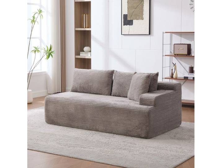 MEULVA Canapé compressé modulaire en chenille gris livré monté 172 cm
