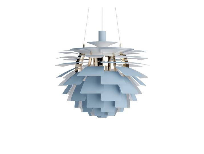 PH Artichoke Hängelampe, blau/messing Ø60 cm - Louis Poulsen - Wohnzimmer - Modern - Metall - Einflammig