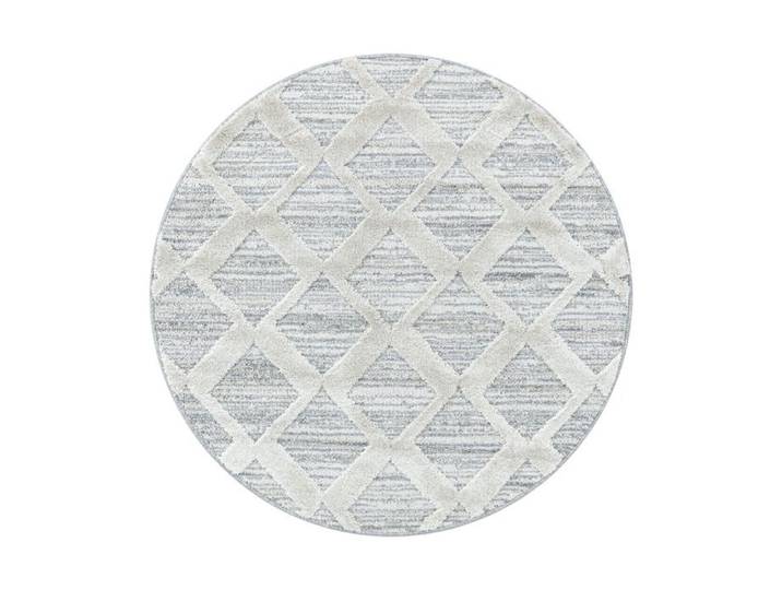 Carpetsale24 Rond Tapis Scandinave crème 120 cm Rond Poils Longs Design Bohème 3D Confort Doux et Moelleux