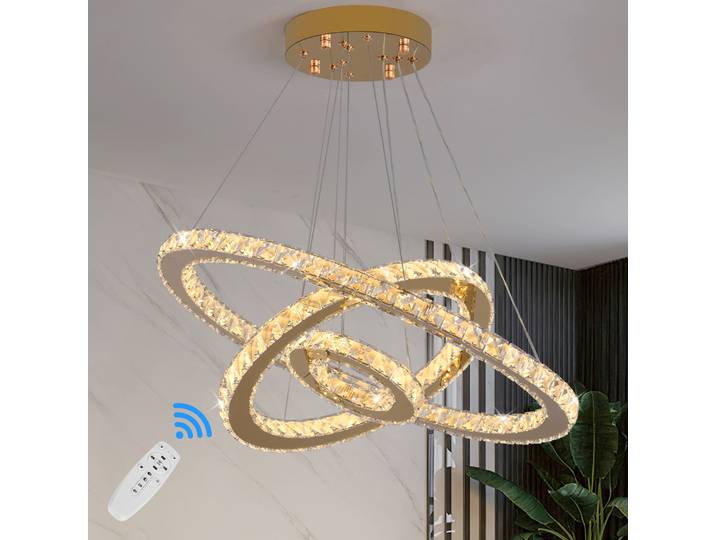 Lampe suspendue de luxe en cristal K9, anneaux Led, plafonnier suspendu, décoration de maison, Lustre moderne, luminaires de salle à manger et de salon