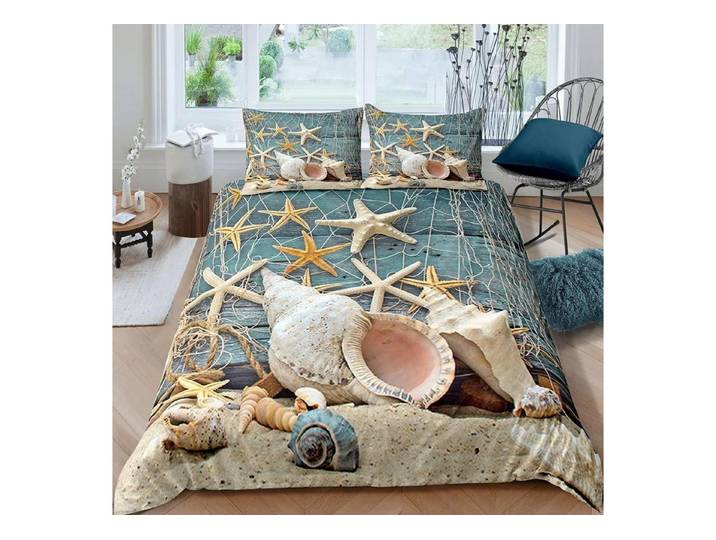 LuxusKollektion Jugendbettwäsche Bettwäsche Seestern 200x200cm 3tlg Mikrofaser