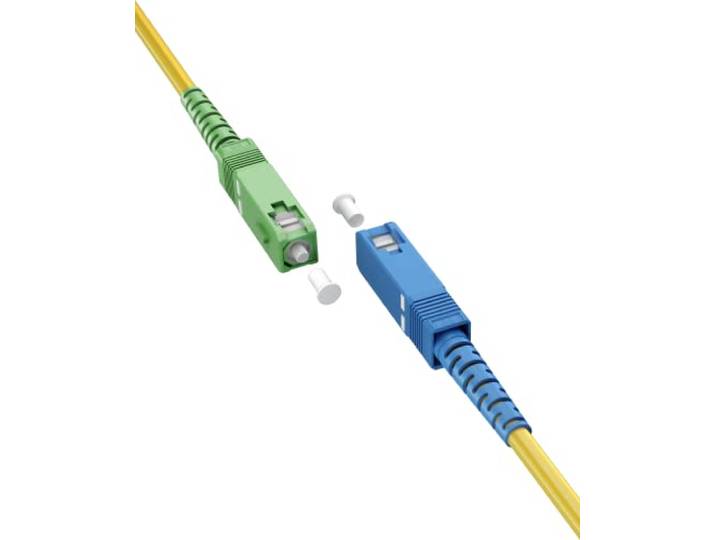 goobay 59661 glasvezelkabel (FTTH) / single-mode (OS2) simplex/SC APC (8°) mannelijk naar SC-UPC (8°) mannelijk/glasvezelkabel / 5 meter