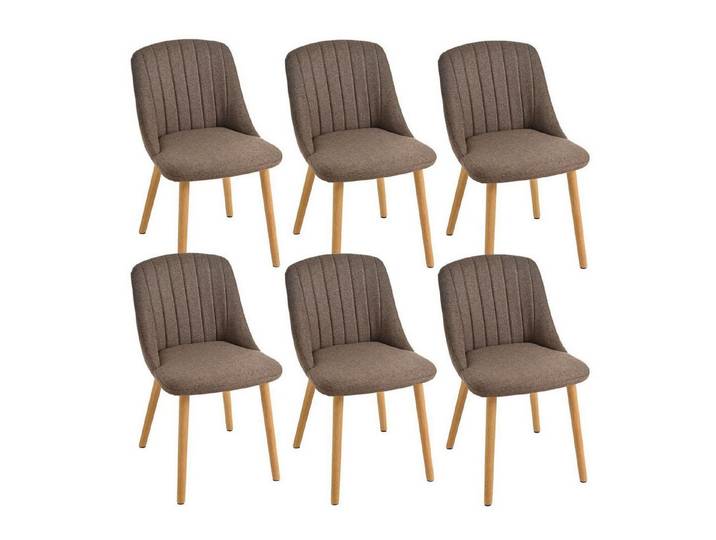 LuxusKollektion Esszimmerstuhl Esszimmerstuhl Polsterstuhl Küchenstuhl Holzbeine 6er Braun polyester
