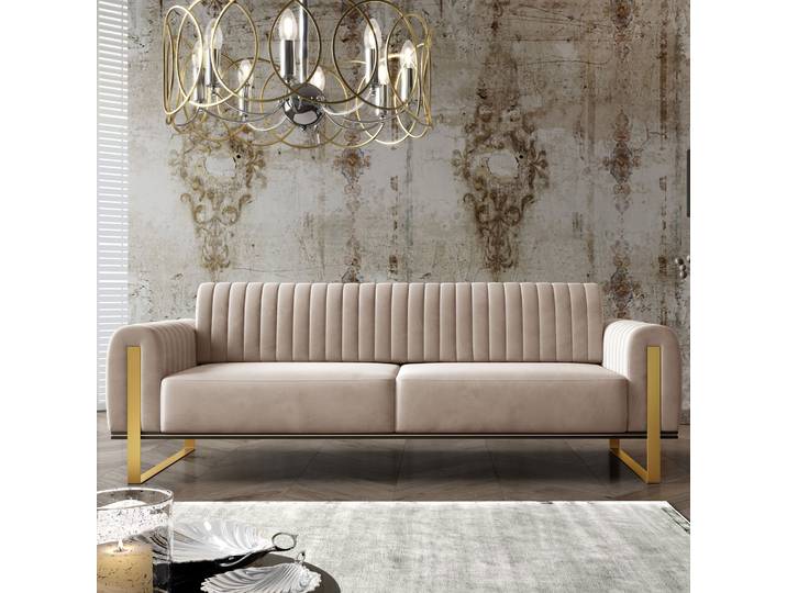 Drei-Sitzer-Sofa Parissa, beige, Samt