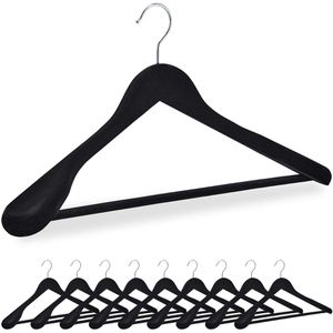 Relaxdays Kleiderbügel 10037738, aus Ahornholz, Anzugbügel, schwarz, 45cm breit, 10 Stück