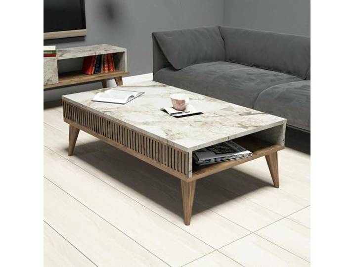 Dmora Couchtisch Capricorn 105x60x34,6 cm Braun, EIN Fach