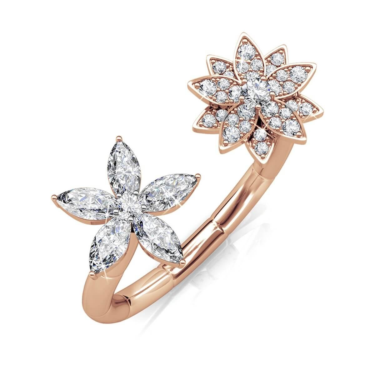 Fraternal Bloom Ring – Roségold und Kristall