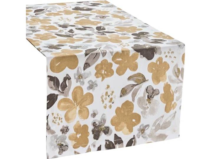 REDBEST Tischläufer Baumwolle beige-grau Größe 50x150 cm