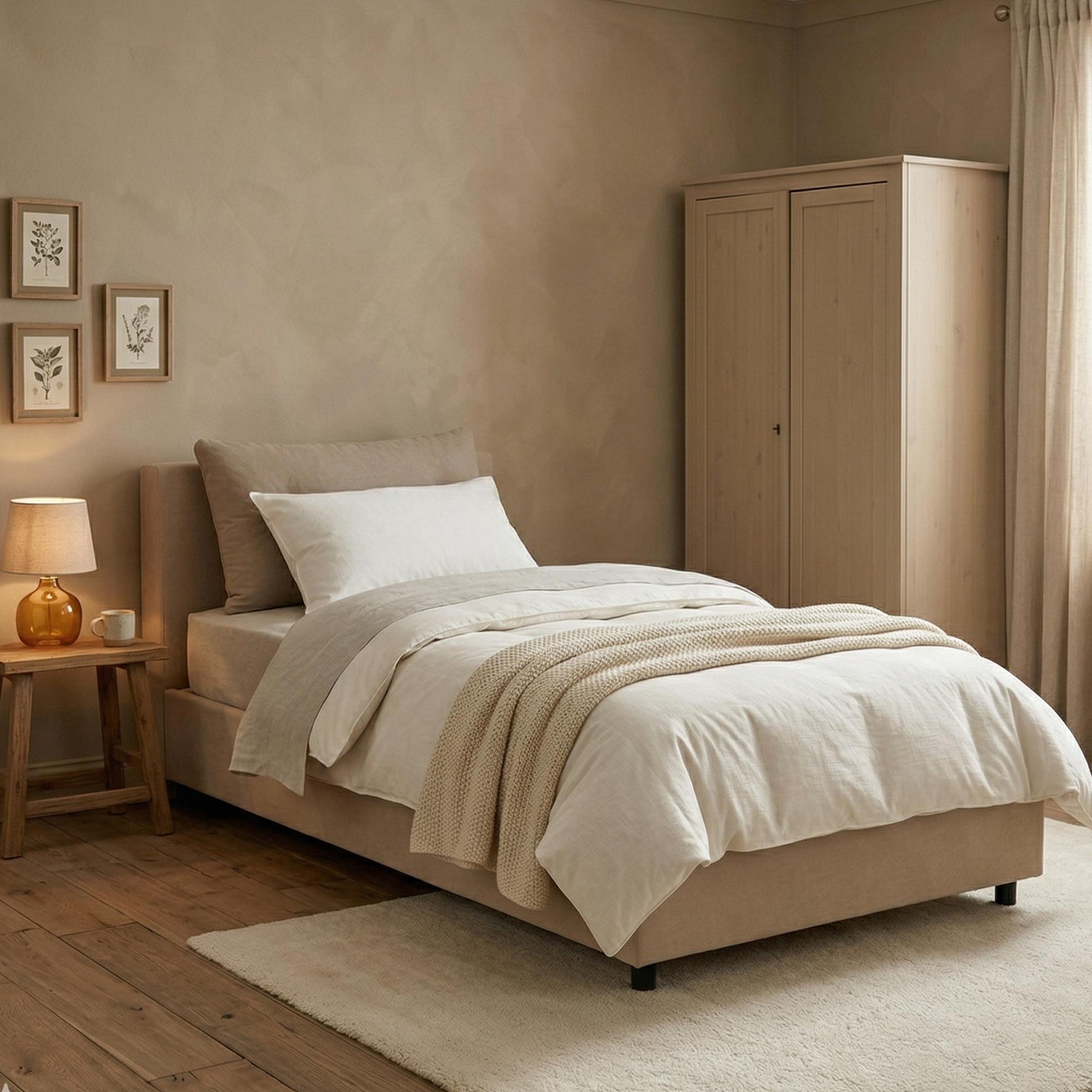Einzelbett Amanda, Containerbett mit Kunstlederbezug, 100% Italy, Seitliche-ffnung, inklusive Matratze Cm 80x190, Turteltaube