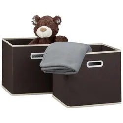 Relaxdays 8 x Faltbox braun Creme,Dunkelbraun