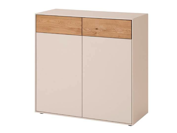 Sideboard 90x86cm 'Locarno' Wildeiche massiv & MDF creme