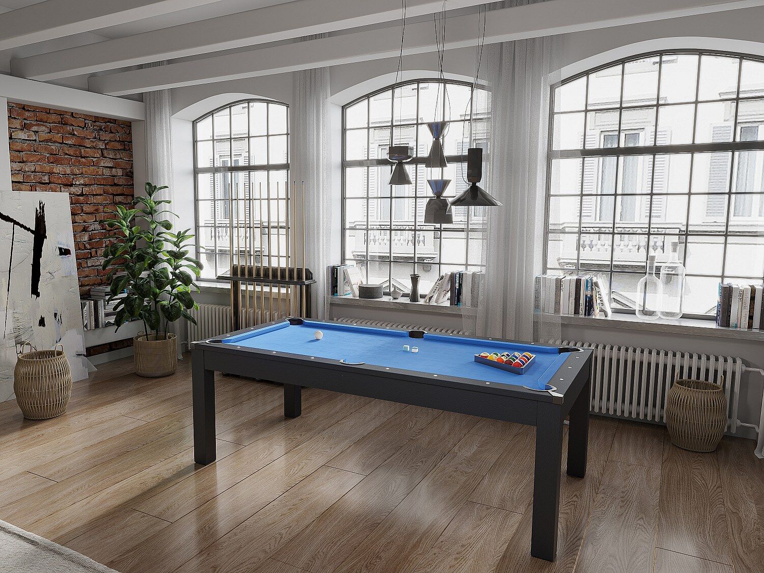 Vente-unique Moduleerbare tafel - Biljart en tafeltennis - L182 x B102 x H80 cm - Zwart - SOUSA