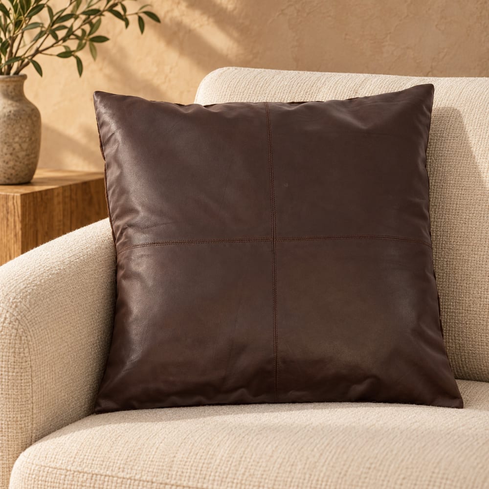 Bazar Bizar Housse de coussin cuir chocolat 60x60x1cm Marron 60x2x60cm