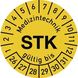 Dreifke® Prüfplakette Medizintechnik STK 2026-2031, Polyesterfolie, Ø 15 mm, 10 Stk./Bog.