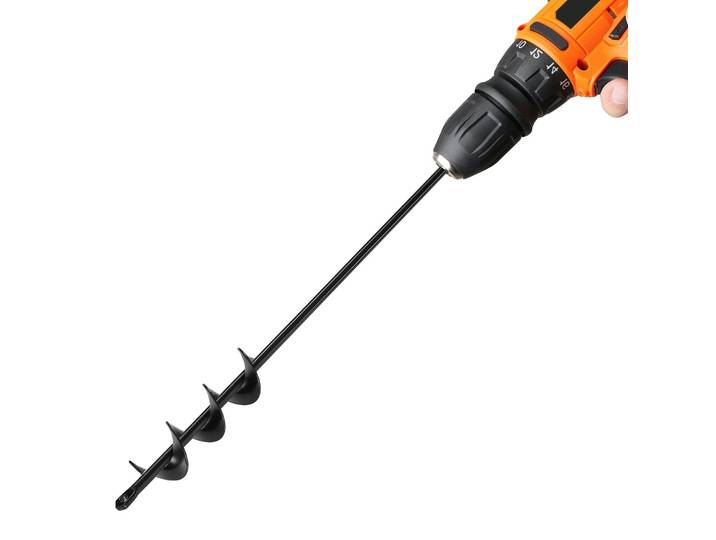 Tarière VEVOR pour machine à forer\, 40 x 420 mm tarière de jardin en acier Q235\, pour foret hexagonal 3/8\ \, tarière pour piquets\, tarière pour passages\, outil de creusement pour planter et forer