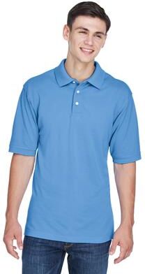 Harriton M265 Men's Easy Blend Polo Shirt in Light College Blue size 5XL