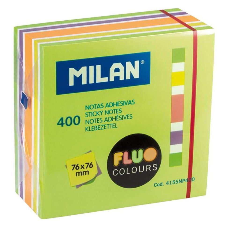 Milan Selbstklebende Notizzettel 76x76/400K Neonmix MAILAND (76 x 76 mm) (40946173)