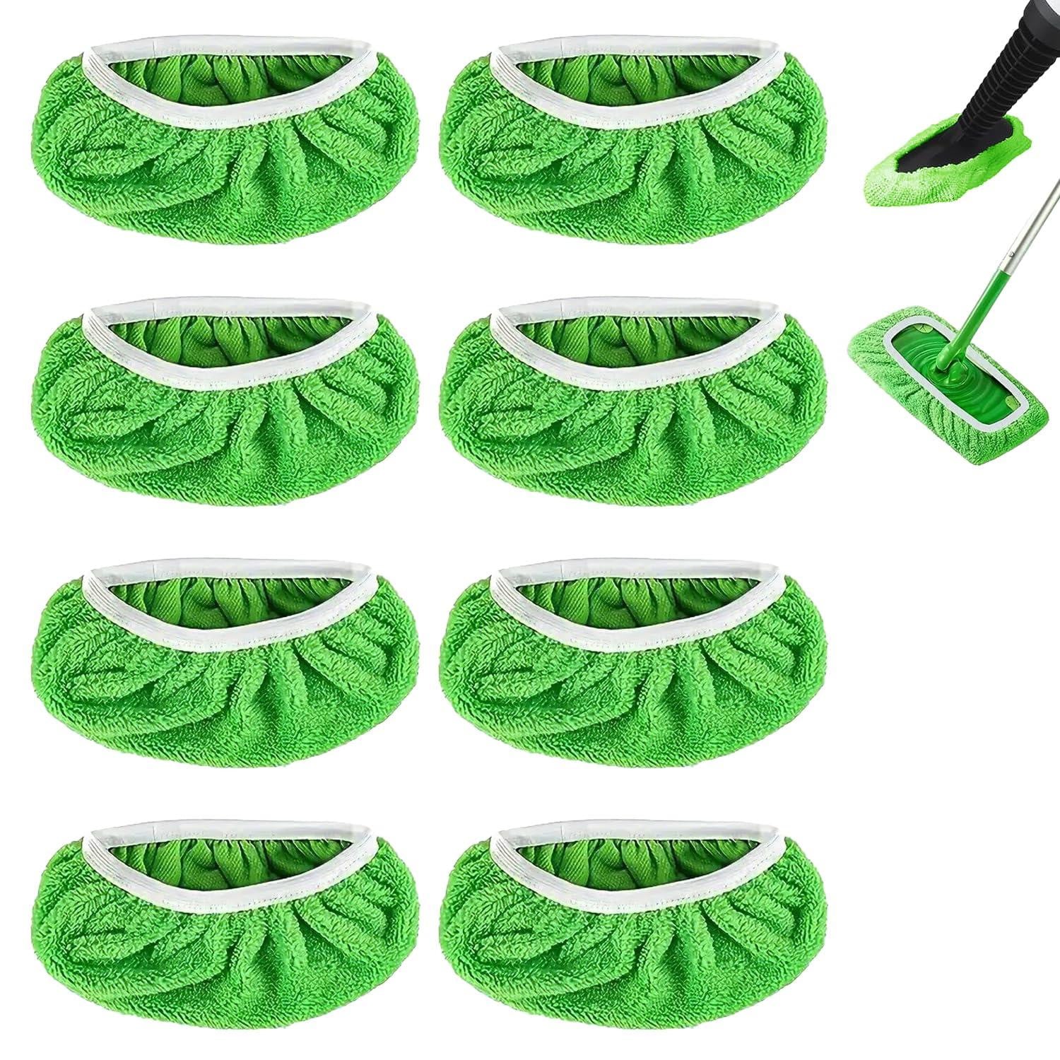 Dripio 8-delig pakket vervangende microvezel pads voor spraymop, wasbaar, groen