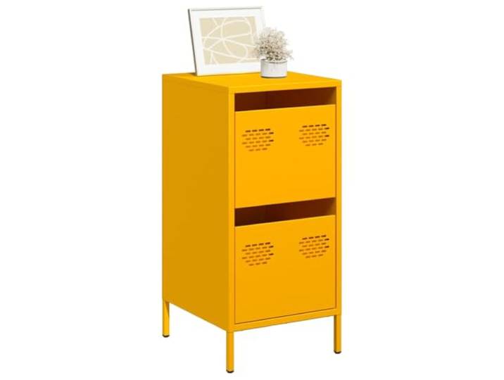 HEFZGDB Robustes Sideboard für Wohnzimmer und Büro in Senfgelb aus kaltgewalztem Stahl mit Metallfüßen und pflegeleichter glatter Oberfläche, Sideboard mit Schublade und Stauraum