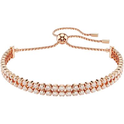 Armband SWAROVSKI "Schmuck Geschenk Matrix Tennis Armkette", rosa (roségoldfarben, kristallweiß, kristallweiß), Armbänder, Damen, Metall, Armband, mit Swarovski Kristall