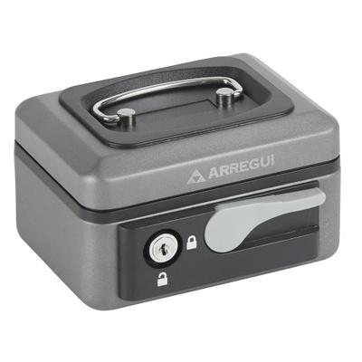 ARREGUI Popup C9716 Geldkassette aus Stahl | 15 cm breit | Abschließbare Kasse mit Geldeinsatz | Kleine Geldkassette mit Schlüssel und Münzeinsatz