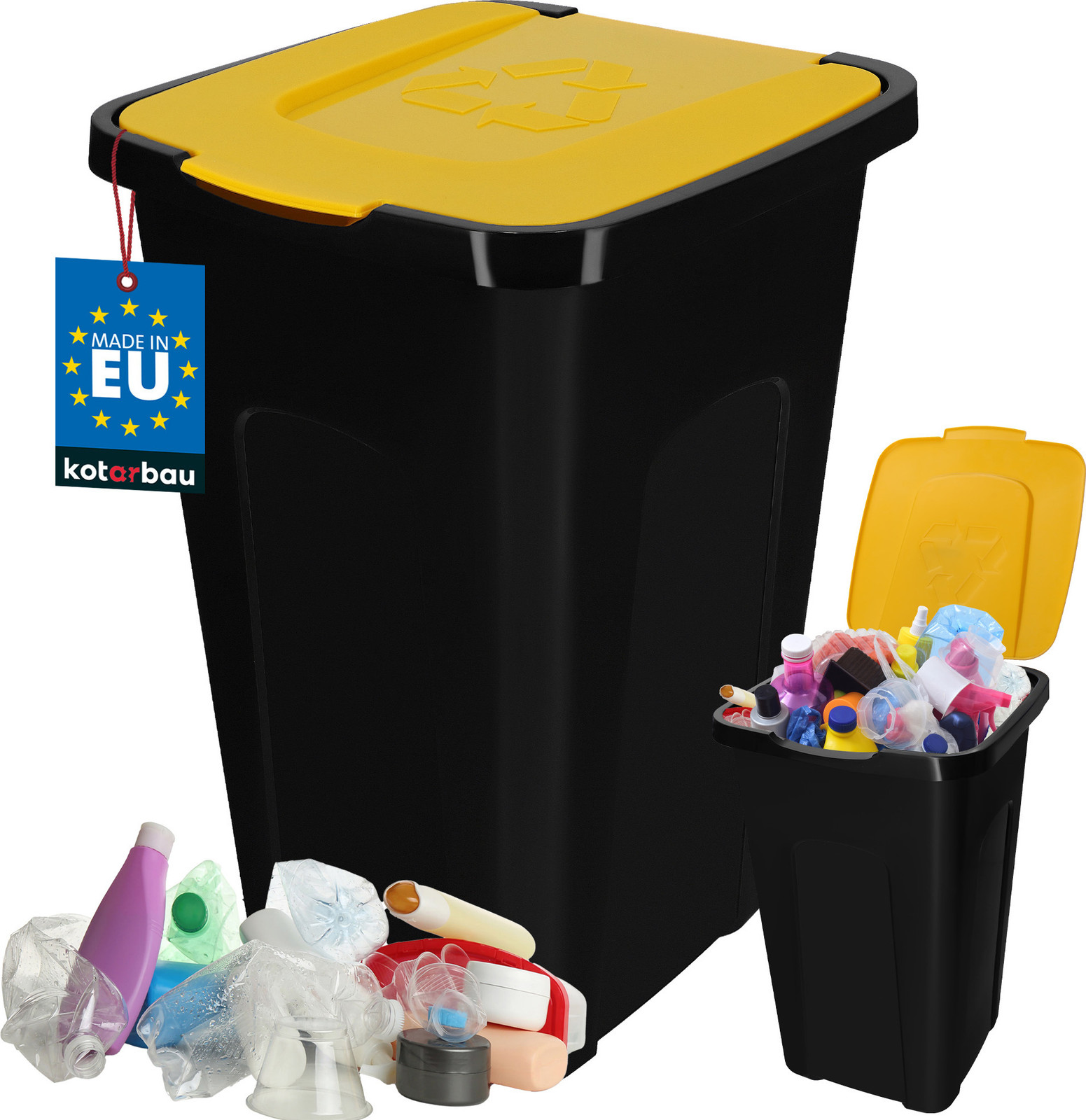 KOTARBAU Afvalemmer met deksel, 50 l, Geel, Polyethyleen
