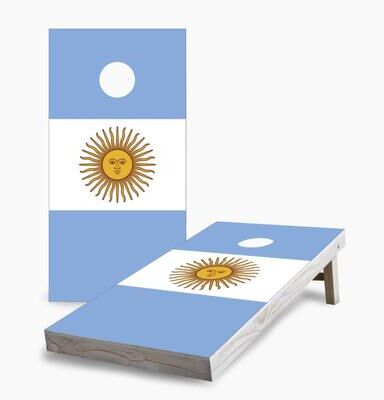 Skip's Garage Argentinian Flag Cornhole Boards
