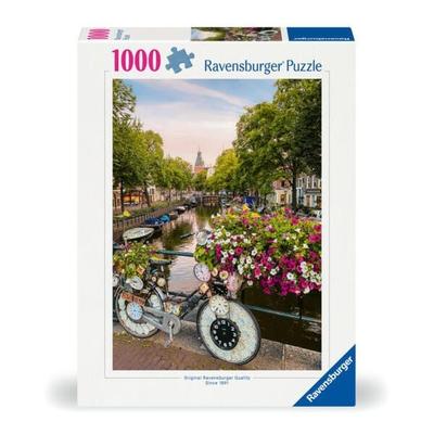 Erwachsenenpuzzle 1000 Teile - Fahrrad und Blumen in Amsterdam