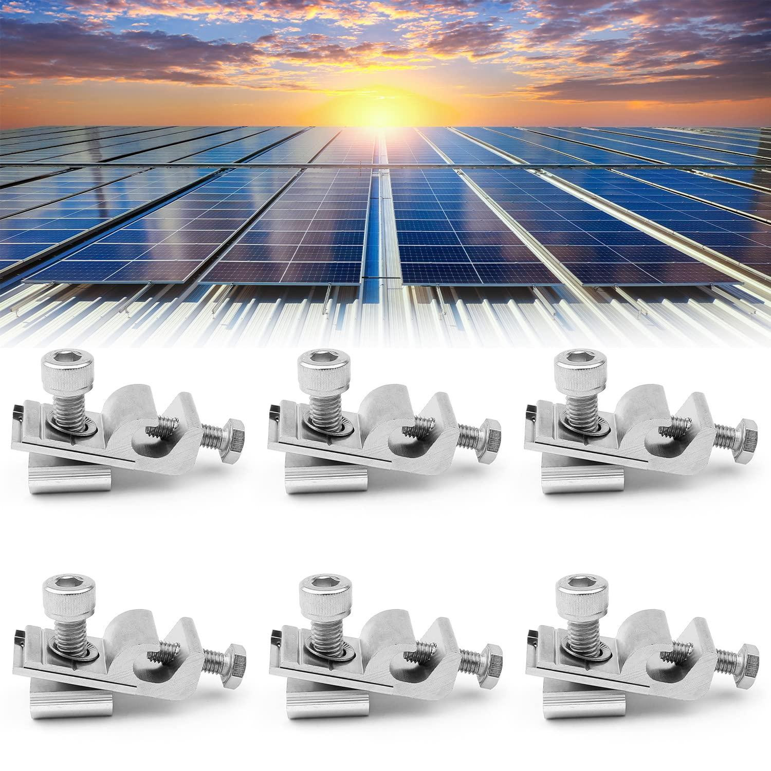 Dripio Aardklemmen voor zonnepanelen, 6 stuks, vernikkeld aluminium