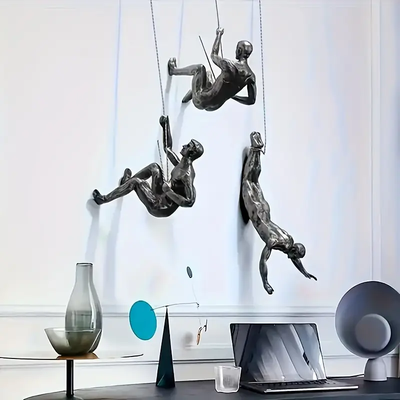 ModernMart Creative Climbing Man Wall Sculpture Modern Art Decor climbing Downwards