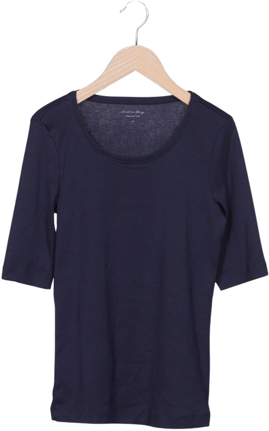 Christian Berg Damen T-Shirt, Marineblau, Gr. EU 34, Baumwolle - Second Hand