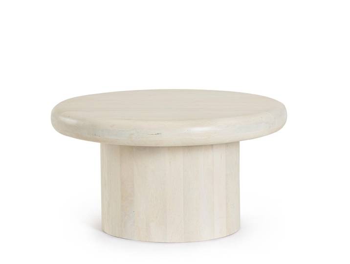 Feeling4Home Couchtisch Lopez aus Mangoholz Ø 75 cm, Creme