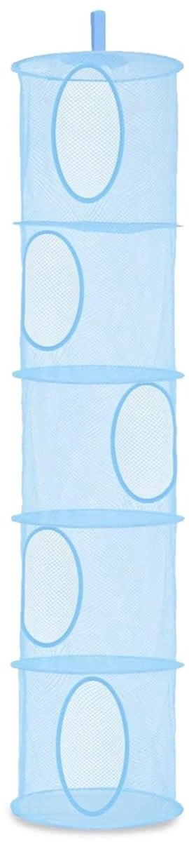 Opvouwbare opbergmand met 5 lagen en compartimenten voor speelgoed, blauw