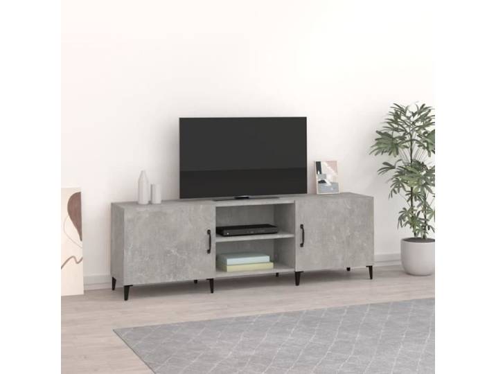 GOTOTOP Meuble TV Gris béton 150x30x50 cm Bois d'ingénierie A812631 Haute Qualité zhuoshop