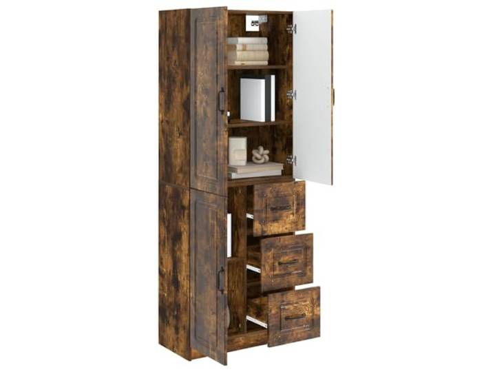 KTHLBRH Schrank-Set 2 Stück Eiche Rauchholz Engineered 3 Einlegeböden, 3 Türen, 3 Schubladen, platzsparend stapelbar, Verwendung im Innen- und Außenbereich