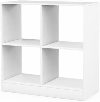 Costway 4-Cube Kids Bookcase with Open Shelves-White