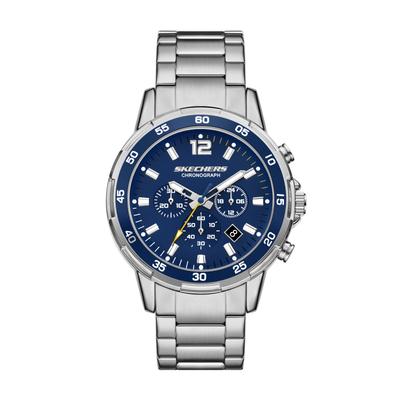 Chronograph SKECHERS "Stanwood", blau (edelstahlfarben, blau, blau), Armbanduhren, Herren, metallfarben-blau, Chronograph, Quarzuhr, Armbanduhr, Herrenuhr, Edelstahlarmband, analog, Tag