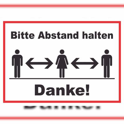 HB-Druck Bitte Abstand halten Schild A2 Rückseite selbstklebend