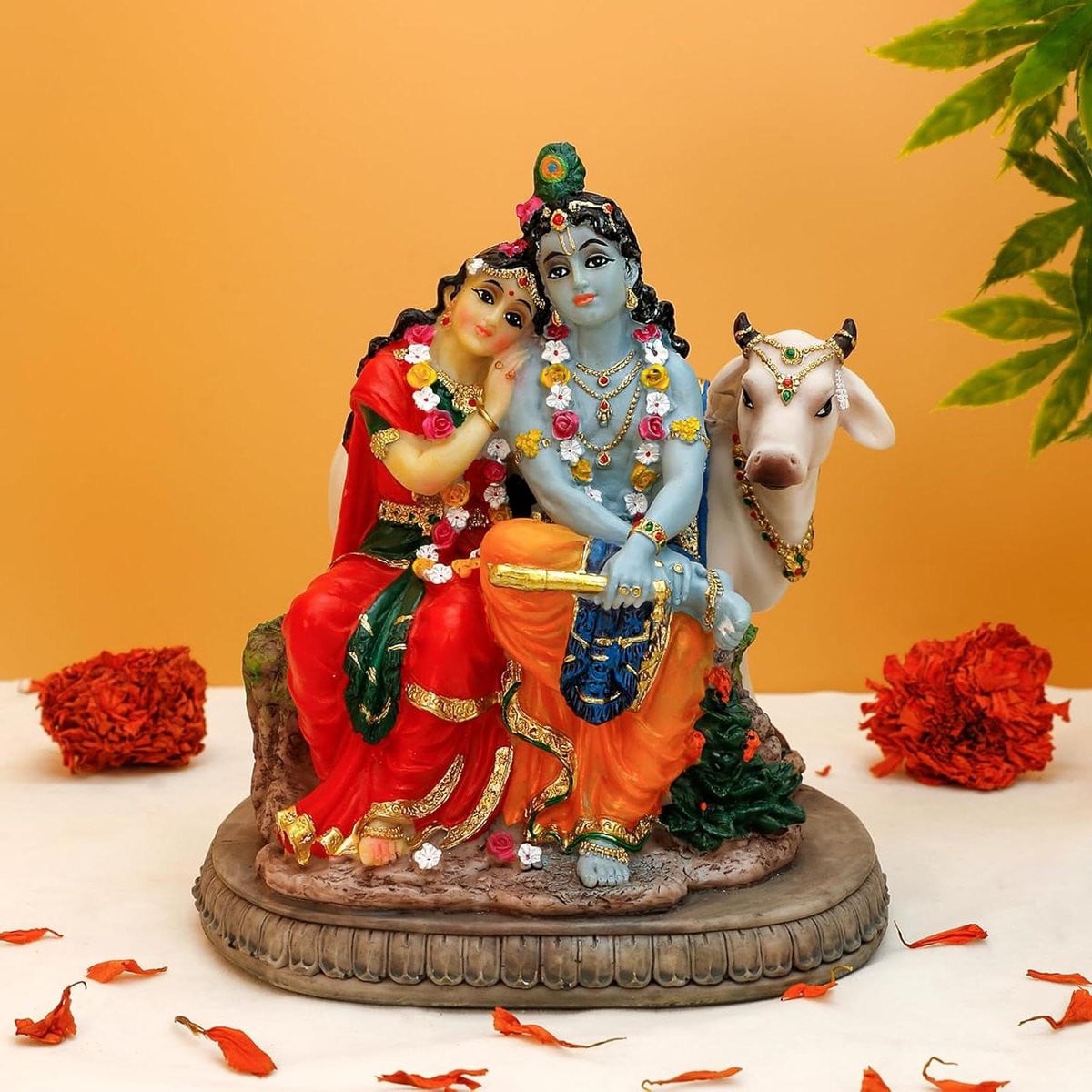 Handgemaakt Religieus Beeld Paar - Spirituele Decoratie - Meerkleurig - Hoogte: 15,24 cm
