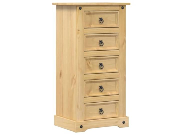 Heofavd Nachttisch Massivholz Kiefer 5 Schubladen Corona 53x39x103 cm