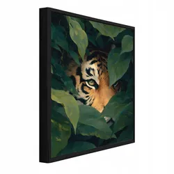 BILDER mit Rahmen Tiger Blätter Grün 40x60 cm