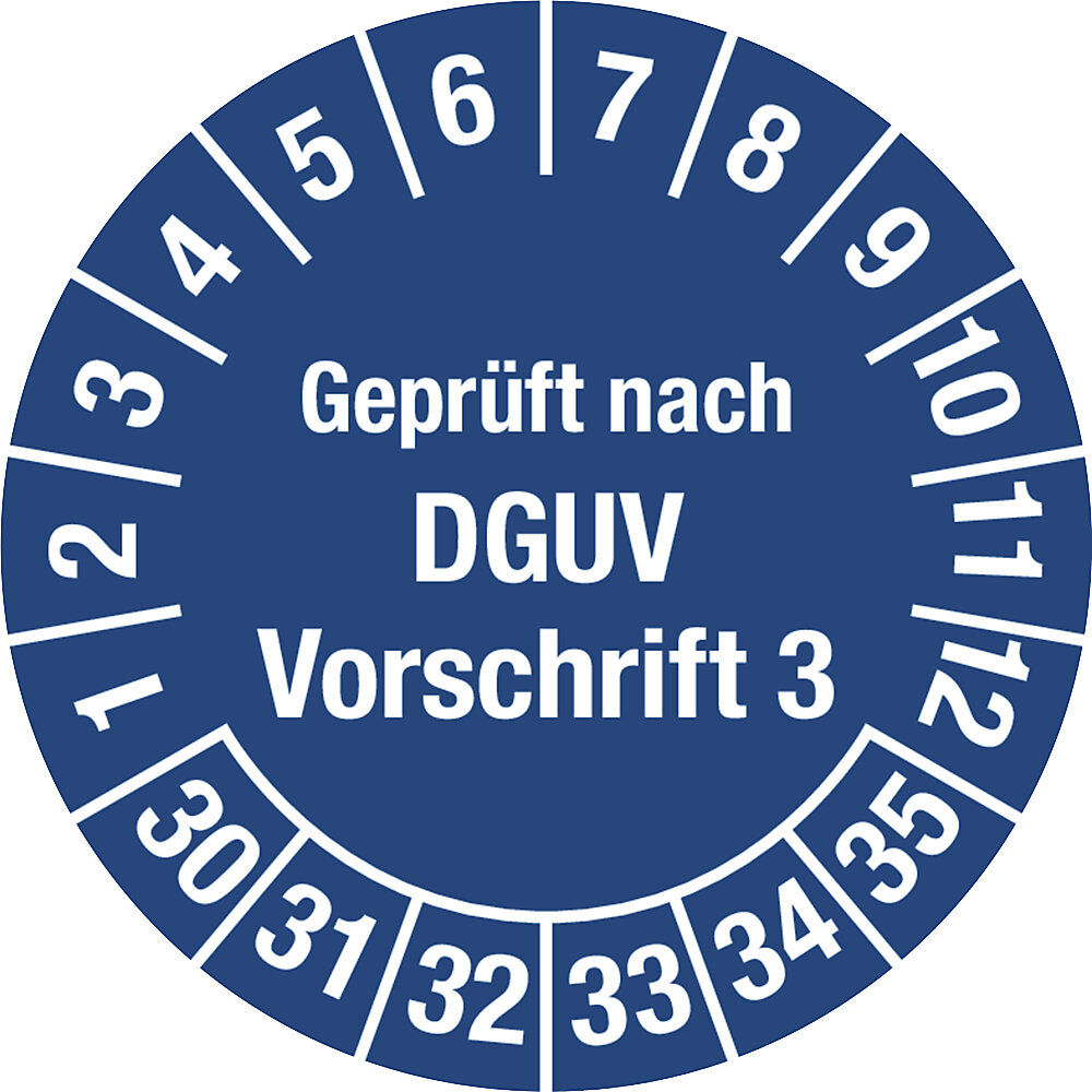 kaiserkraft Geprüft nach DGUV, Vorschrift 3, Dokumentenfolie, Ø 20 mm, 30 - 35, blau