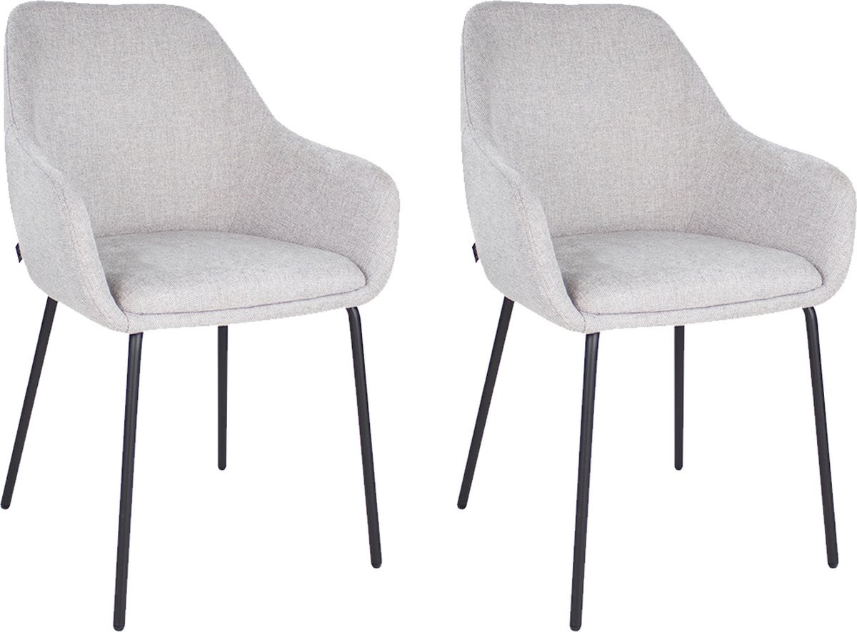 Set van 2 Kick eetkamerstoelen Guus met armleuningen - Grijs - Kick Collection