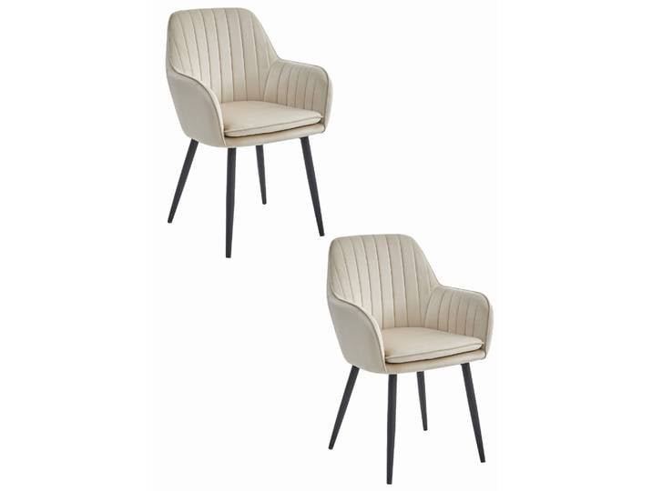 Fauteuil Lugo - Velours Beige / Pieds Noirs X 2